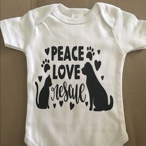 Peace love rescue baby onsie 0/3 month
